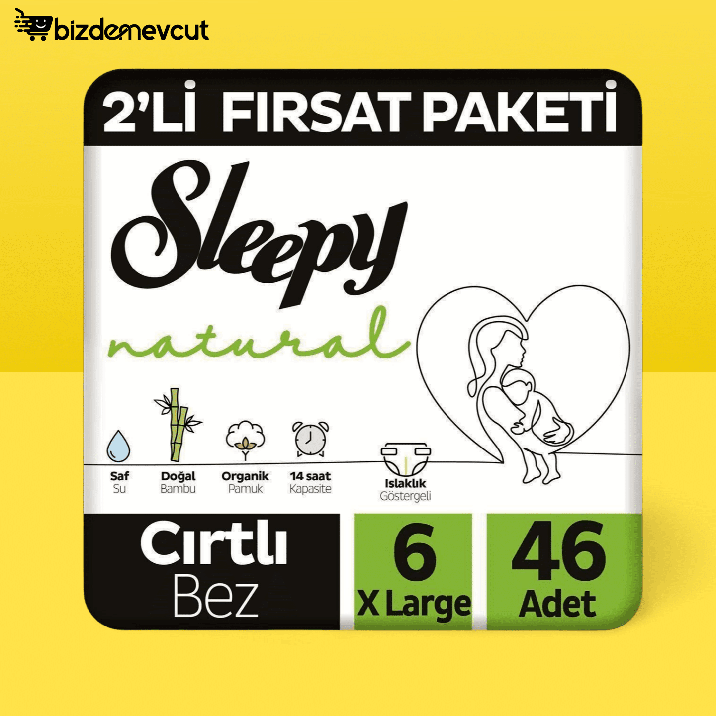 Sleepy Natural 6 Numara XLarge 46'lı Bebek Bezi