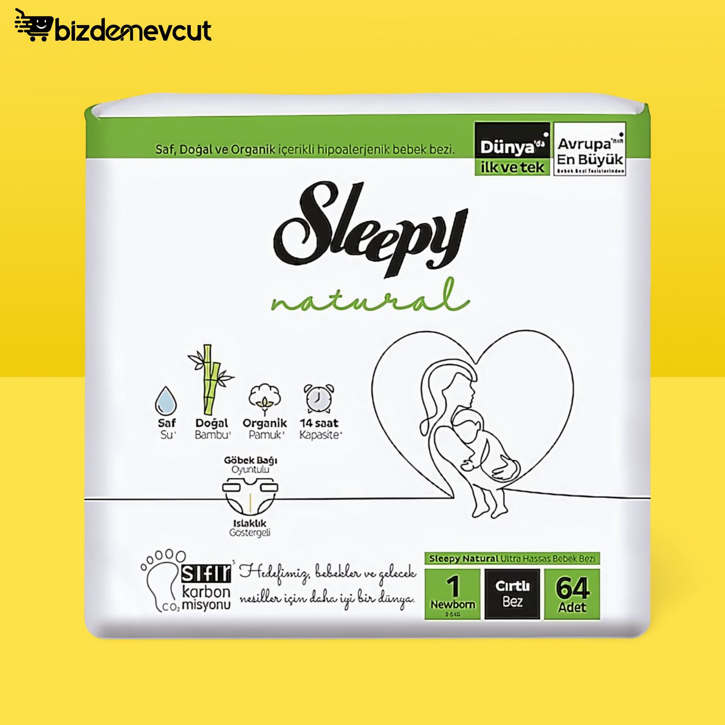 Sleepy Natural 1 Numara Yenidoğan 64'lü Bebek Bezi